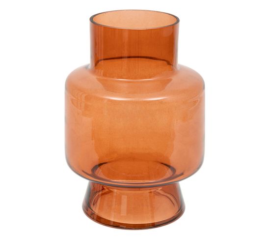 Vase En Verre Modelé Rose Terracotta H 20 Cm