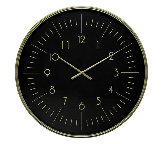 Horloge 75 Cm Plastique Alfie Dorée - Noir