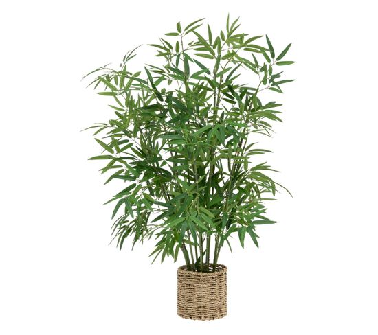 Plante Artificielle Bambou Dans Un Pot En Fibres Naturelles D 45 X H 100 Cm