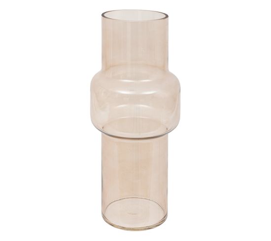 Vase En Verre Modelé Rose Clair  H  30 Cm