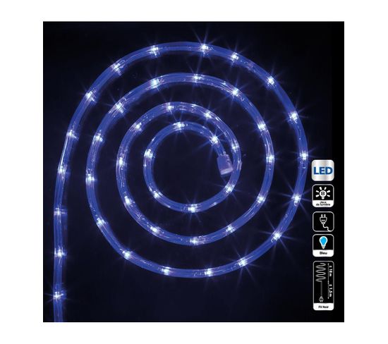Guirlande Lumineuse Intérieure Et Extérieure 18 M Tube LED Bleu Et 8 Jeux De Lumière