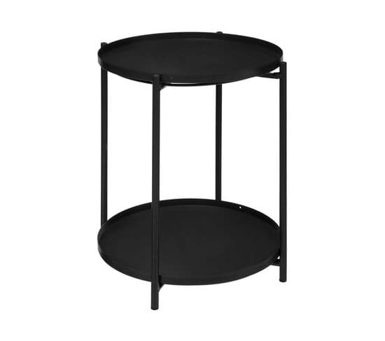 Table à Café 2 Plateaux Coloris Noir H 52 Cm