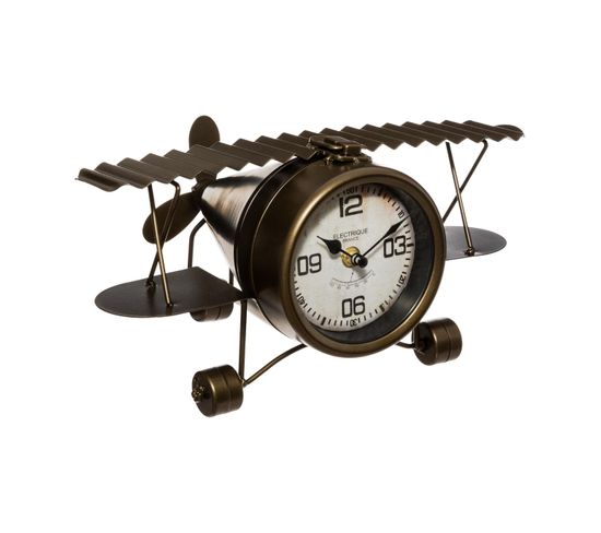 Horloge à Poser Avion En Métal Aspect Vieilli Déco Industrielle