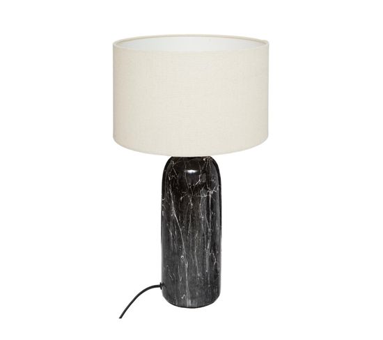 Lampe Cylindre En Céramique Noire Et Blanche H 48 Cm