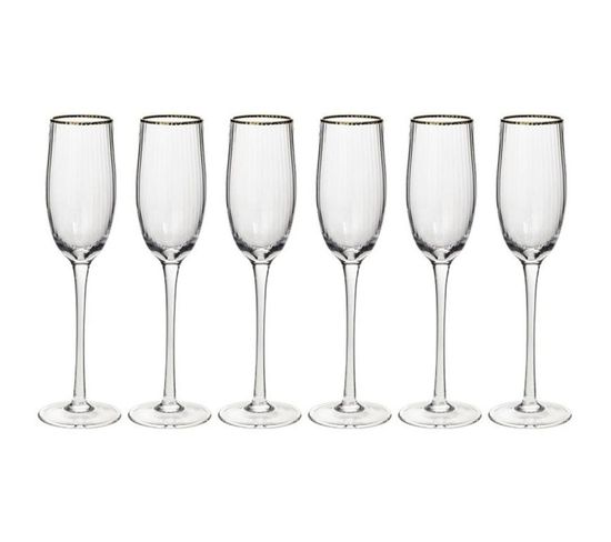 Lot De 6 Flûtes De Champagne "merveilleux" 21cl Transparent