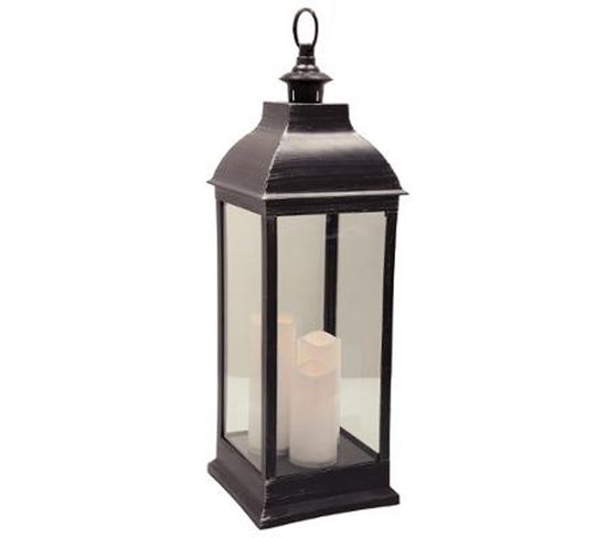 Lanterne Bougies LED "antique" 71cm Noir