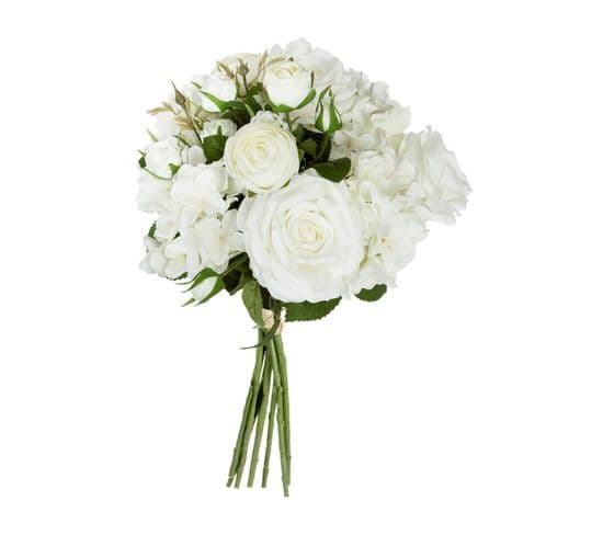 Bouquet De 18 Fleurs Artificielles Blanches D. 32 X H. 50 Cm