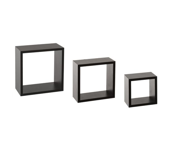 3 Etagères Murales Design Cube Fixy - Noir