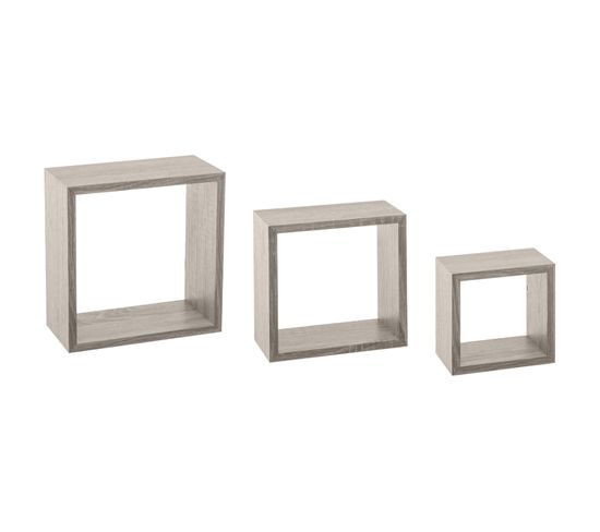 3 Etagères Murales Design Cube Fixy - Gris