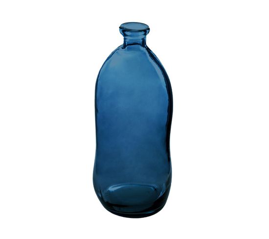 Vase Bouteille En Verre Recyclé Bleu Orage H 73 Cm