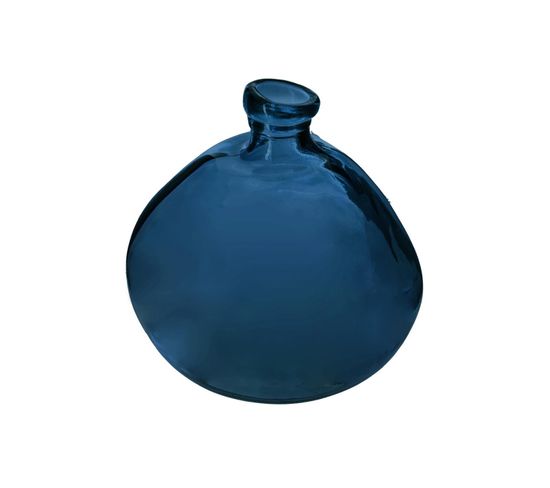 Vase Rond Verre Recyclé Bleu Orage H 33 Cm