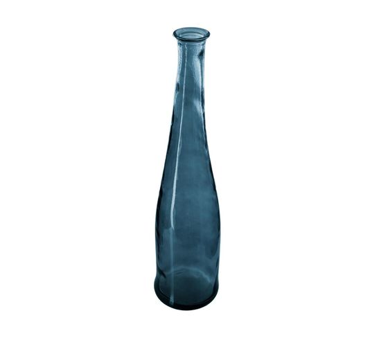 Vase Long En Verre Recyclé Bleu Orage H 80 Cm