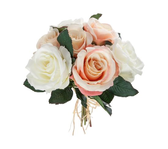 Bouquet De Fleurs Artificielles 7 Roses Vieillies D. 23 X H. 30 Cm
