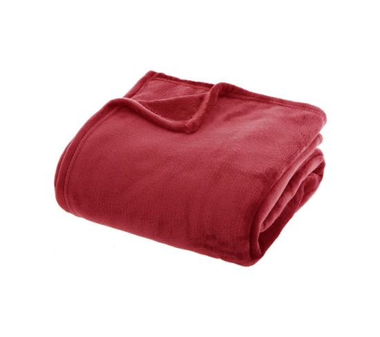 Plaid Flanelle Uni Rouge 180x230 Atmosphera - Rouge