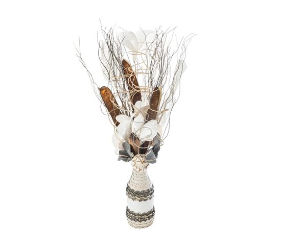 Composition Florale Artificielle Vase En Osier H 50 Cm