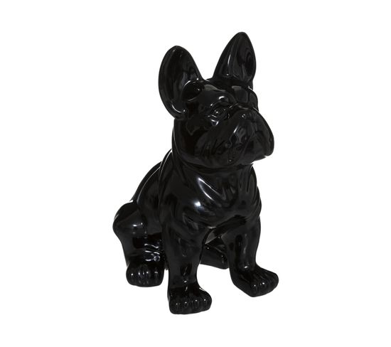 Objet Décoratif Bulldog En Céramique Noir H 22 Cm