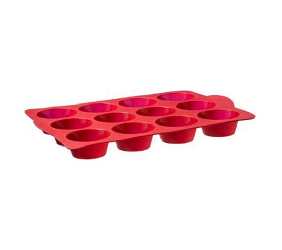 Moule Silicone "12 Muffins" 33cm Rouge