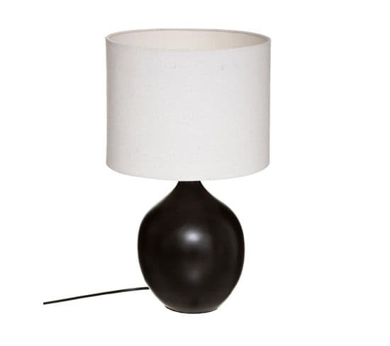 Lampe à Poser En Céramique Noire Et Abat Jour Blanc H 51.5 Cm