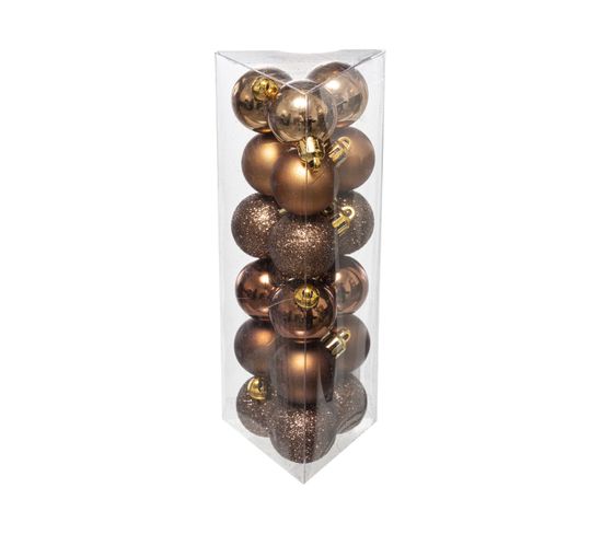 Déco De Sapin Lot De 18 Boules De Noël  D 3 Cm - Bronze