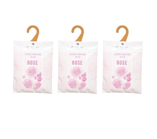 Lot De 3 Cintres Parfumés "accro" 14cm Rose