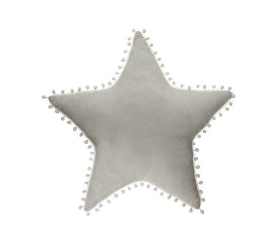 Coussin Décoratif  Gris Étoile Avec Pompons 50 X 50 Cm