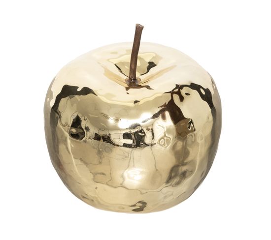 Pomme Décorative En Céramique Doré D 12 Cm