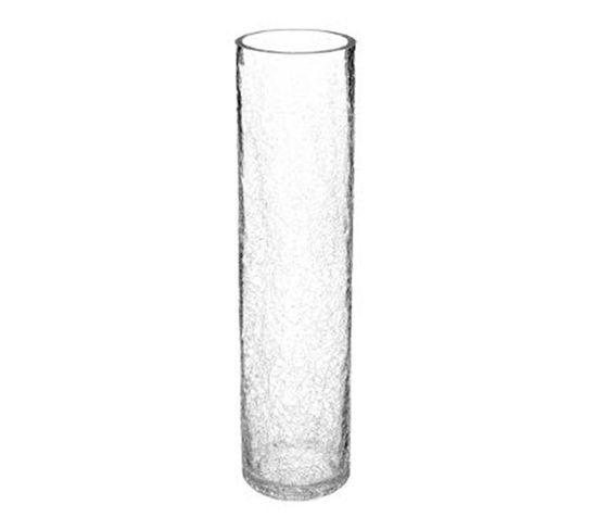 Vase Cylindrique Design "craquelé" 40cm Transparent