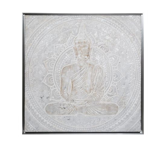 Tableau Toile Murale Encadrée Peinte Bouddha 78 X 78 Cm