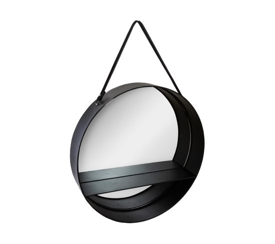 Miroir à Suspendre En Métal Noir Avec Étagère D 55 Cm