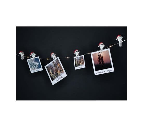 Guirlande Lumineuse Intérieur 10 LED Et 10 Clips Père Noël Pour Accrocher Vos Photos