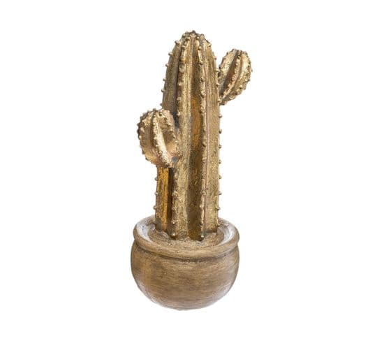 Objet Décoratif Cactus Dans Un Pot En Résine Or