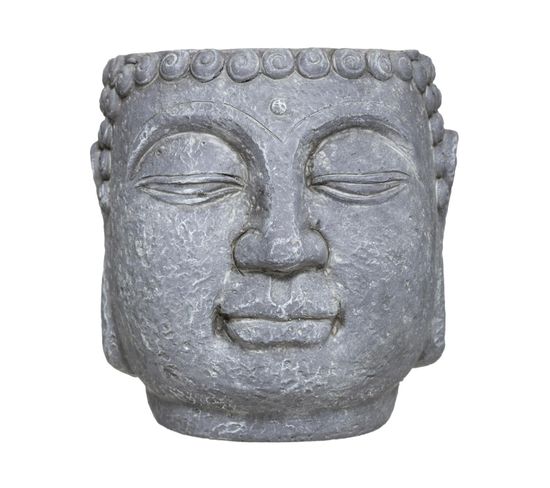 Pot De Fleurs Bouddha En Ciment D 17.5  Cm