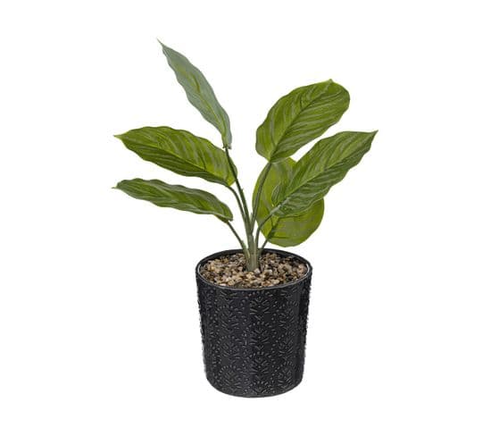 Plante Verte Artificielle Pot En Céramique D 12 X H 35 Cm