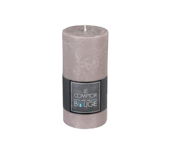 Bougie Rustique Cylindrique Taupe H14
