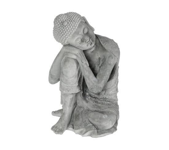 Statue Décorative  Bouddha Assis En Ciment  H 36 Cm