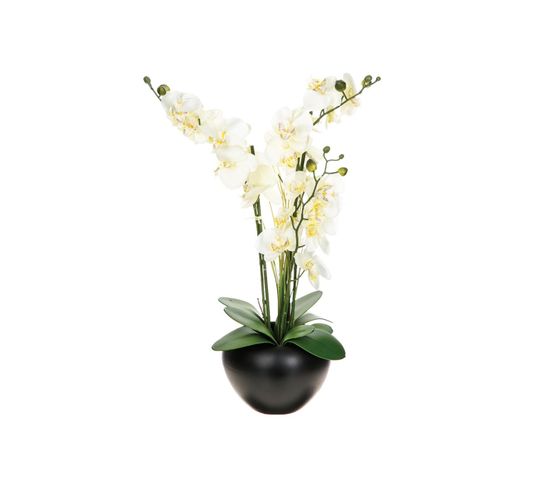 Composition Florale D'orchidées Artificielles Vase En Céramique D. 47 X H. 56 Cm