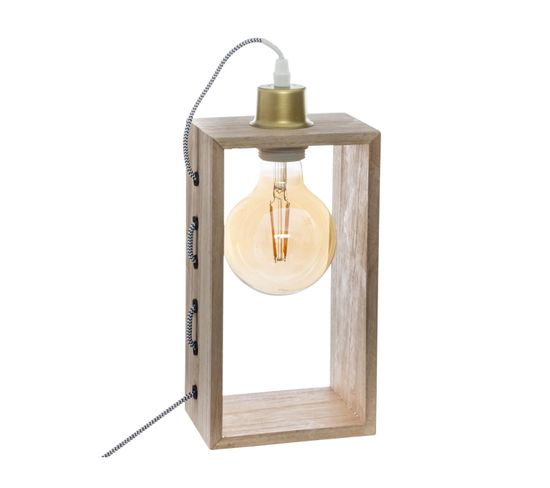 Lampe Design Et Originale En Bois H 28 Cm