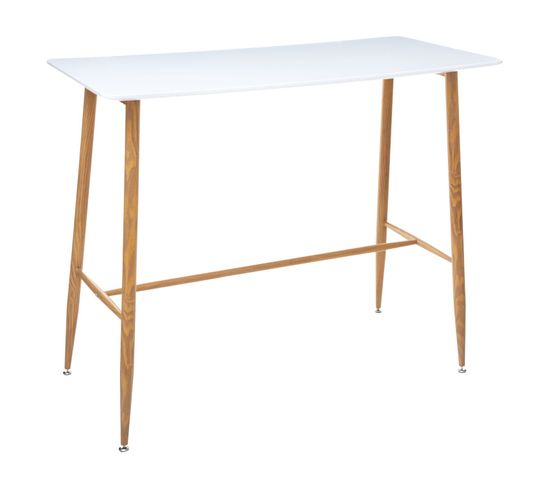 Table Haute Design Scandinave Roka - L. 120 X H. 105 Cm - Blanc