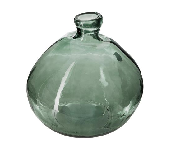 Vase Rond En Verre Recyclé Vert Kaki H 33 Cm