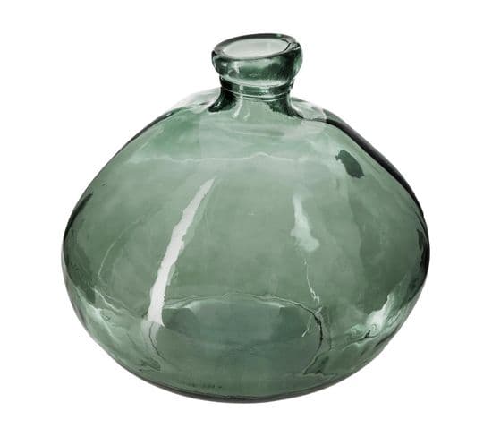 Vase Rond En Verre Recyclé Vert Kaki H 50 Cm