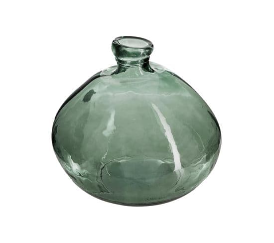 Vase Rond En Verre Recyclé Vert Kaki H 23 Cm