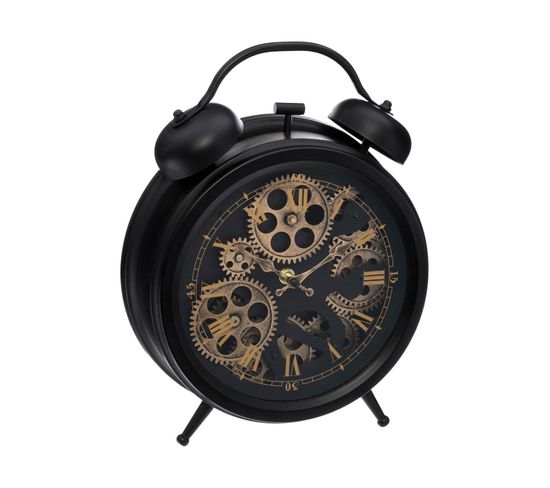 Horloge À Poser En Métal Noir Aspect Vintage Déco Industrielle