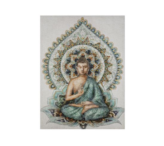 Tableau Toile Murale Imprimée Bouddha En Relief 58 X 78 Cm