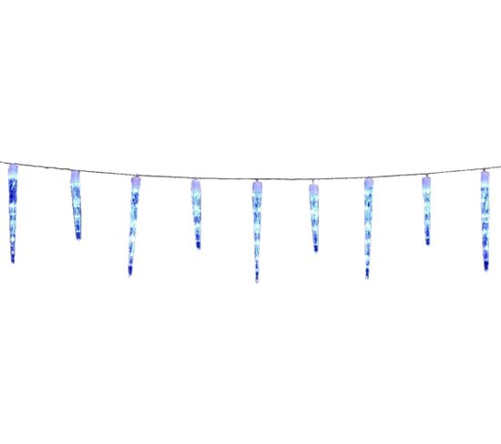 Rideau 10 Glaçons 63 LED Blanc Froid Et Bleu Effet Tombée De Neige 4 Vitesses
