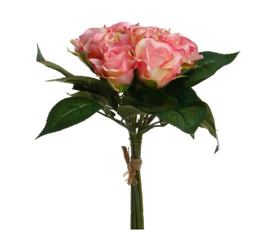 Bouquet De Fleurs Artificielles 9 Roses D. 23 X H. 25 Cm
