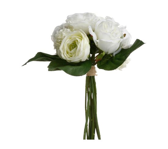 Bouquet Composé Fleurs Artificielles Blanches D. 28 X H. 30 Cm