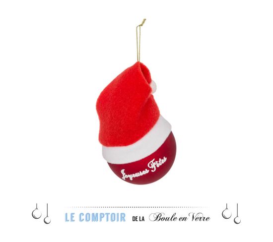Décoration De Sapin Boule De Noël En Verre Et Bonnet D 6 Cm Noël Et Compagnie