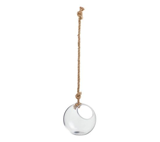 Boule En Verre à Suspendre "corde" 22cm Transparent