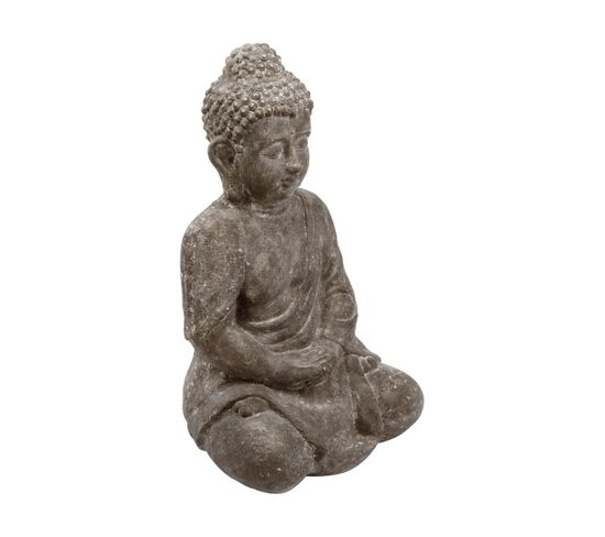 Statue Décorative Bouddha Assis En Ciment H 46 Cm