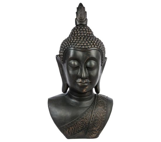 Statue Bouddha "tête Souriante" 113cm Noir